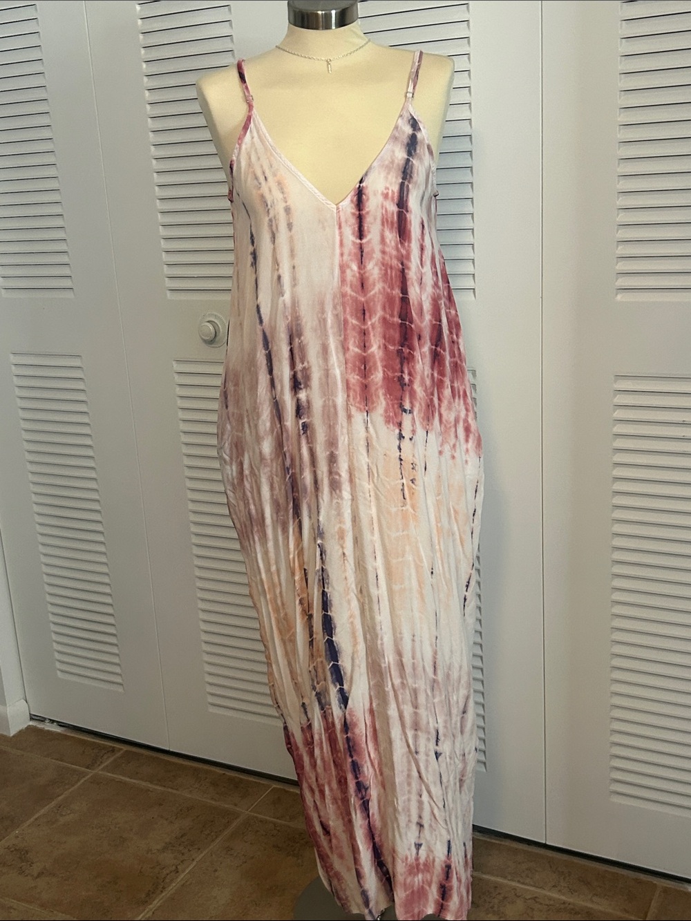 lovestitch Cream, Pink & Blue Tie-Dye Maxi Dress